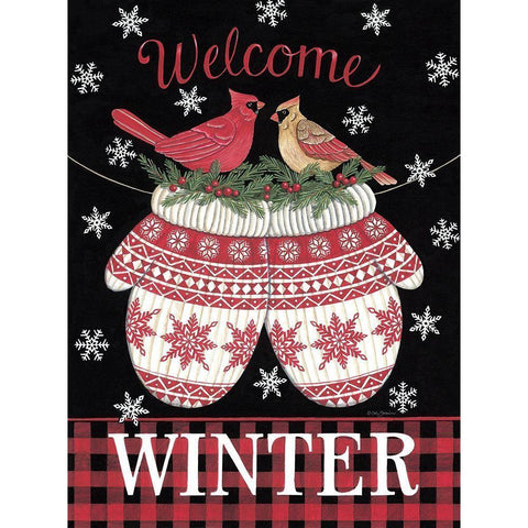 Cardinal Mittens Gold Ornate Wood Framed Art Print with Double Matting by Strain, Deb