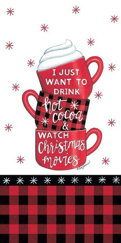 Hot Cocoa And Christmas Movies Black Ornate Wood Framed Art Print with Double Matting by Strain, Deb