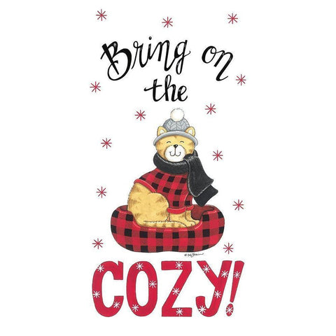 Bring on the Cozy Cat Black Modern Wood Framed Art Print with Double Matting by Strain, Deb