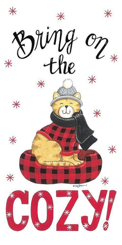 Bring on the Cozy Cat White Modern Wood Framed Art Print with Double Matting by Strain, Deb