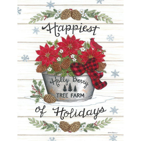 Happiest of Holidays White Modern Wood Framed Art Print by Strain, Deb