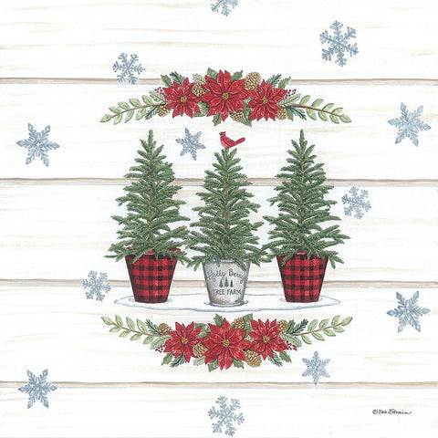 Christmas Tree Trio White Modern Wood Framed Art Print by Strain, Deb