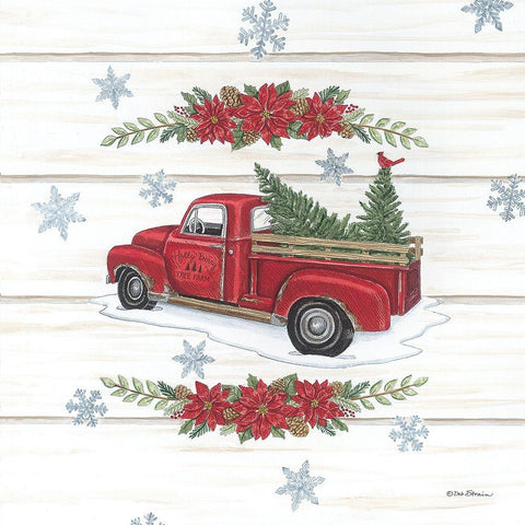 Holly Berry Tree Farms Truck Gold Ornate Wood Framed Art Print with Double Matting by Strain, Deb