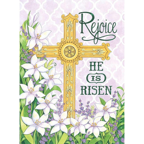 Rejoice Cross Black Modern Wood Framed Art Print with Double Matting by Strain, Deb