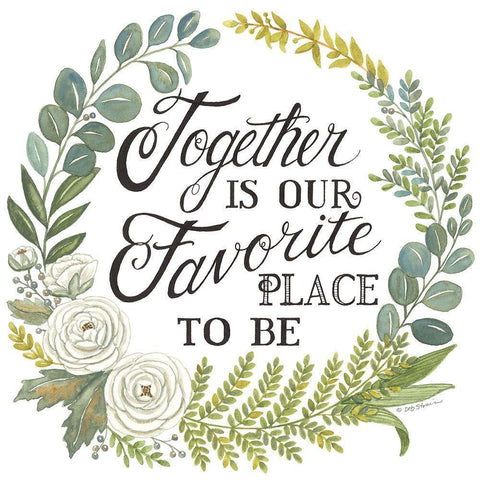 Together is our Favorite Place to Be White Modern Wood Framed Art Print by Strain, Deb