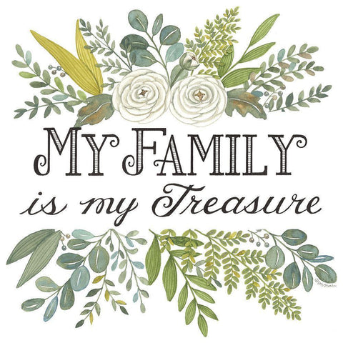 My Family is My Treasure Gold Ornate Wood Framed Art Print with Double Matting by Strain, Deb