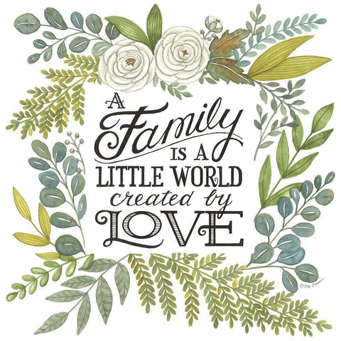 A Family is a Little World Gold Ornate Wood Framed Art Print with Double Matting by Strain, Deb