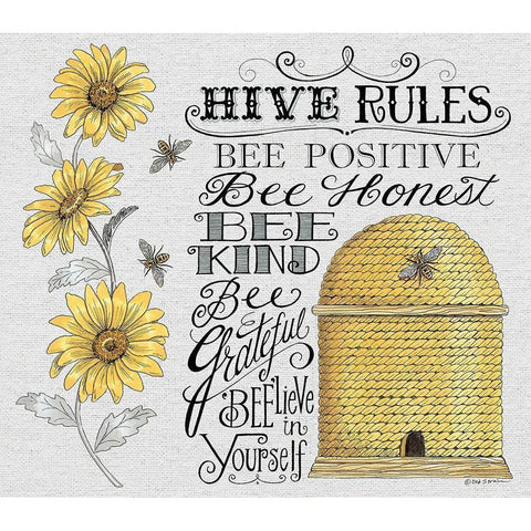 Hive Rules Black Modern Wood Framed Art Print by Strain, Deb
