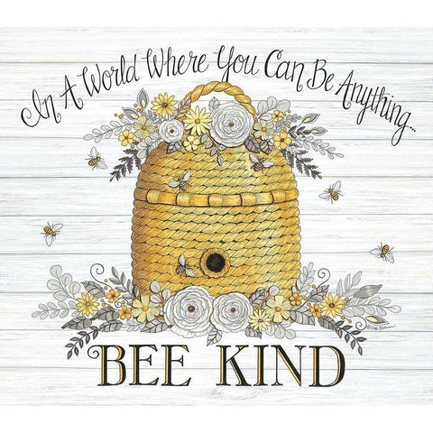 Bee Kind Bee Hive Black Modern Wood Framed Art Print with Double Matting by Strain, Deb
