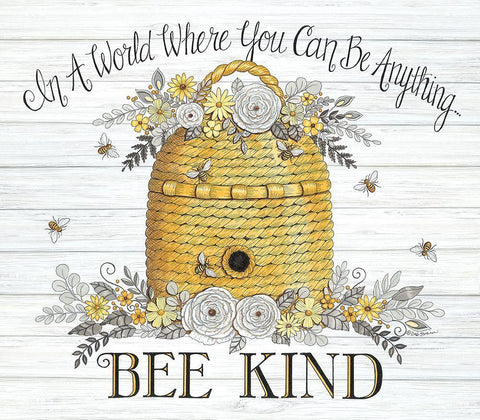 Bee Kind Bee Hive Black Ornate Wood Framed Art Print with Double Matting by Strain, Deb