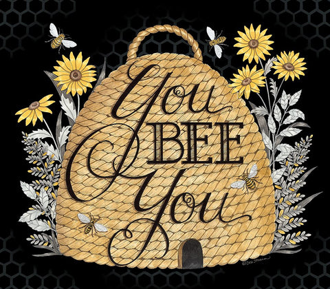 You Bee You White Modern Wood Framed Art Print with Double Matting by Strain, Deb