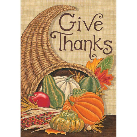 Give Thanks Cornucopia White Modern Wood Framed Art Print by Strain, Deb