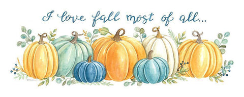 I Love Fall Most of All White Modern Wood Framed Art Print with Double Matting by Strain, Deb