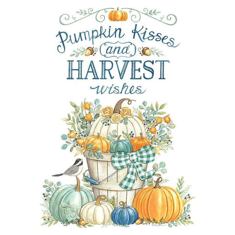 Pumpkin Kisses And Harvest Wishes Black Modern Wood Framed Art Print by Strain, Deb