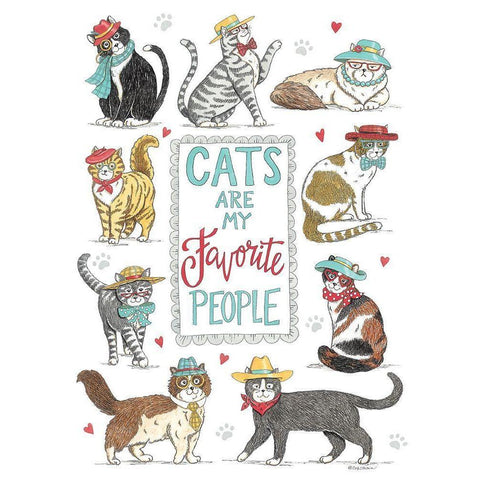 Cats are My Favorite People Gold Ornate Wood Framed Art Print with Double Matting by Strain, Deb