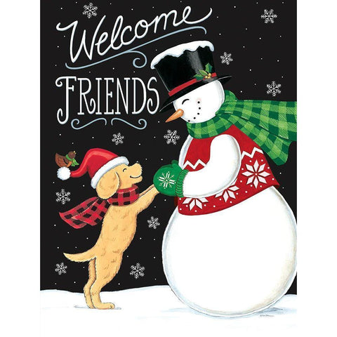 Snow Friends Gold Ornate Wood Framed Art Print with Double Matting by Strain, Deb