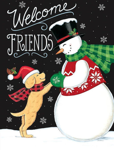 Snow Friends White Modern Wood Framed Art Print with Double Matting by Strain, Deb