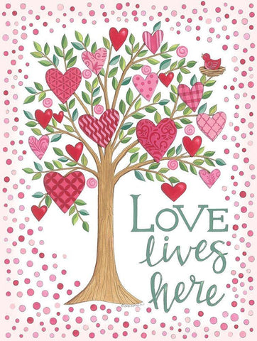 Love Tree White Modern Wood Framed Art Print with Double Matting by Strain, Deb