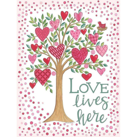 Love Tree Black Modern Wood Framed Art Print by Strain, Deb