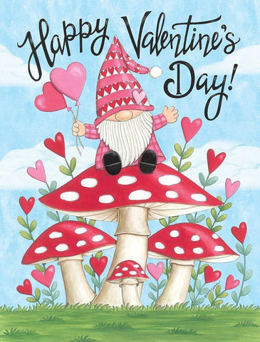 Valentine Gnome Black Ornate Wood Framed Art Print with Double Matting by Strain, Deb