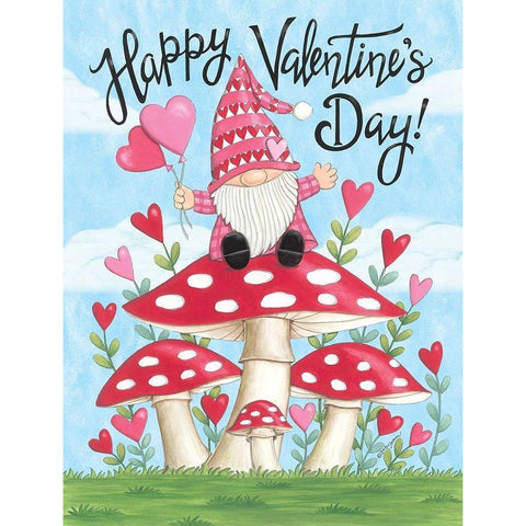 Valentine Gnome White Modern Wood Framed Art Print by Strain, Deb