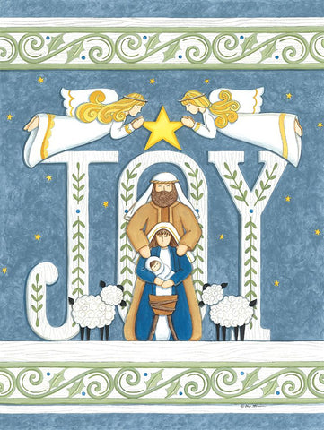 Joy Nativity Black Modern Wood Framed Art Print by Strain, Deb