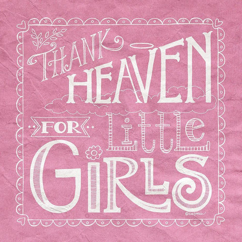 Thank Heaven for Little Girls White Modern Wood Framed Art Print with Double Matting by Strain, Deb