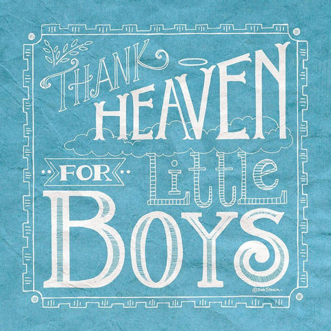 Thank Heaven for Little Boys White Modern Wood Framed Art Print by Strain, Deb
