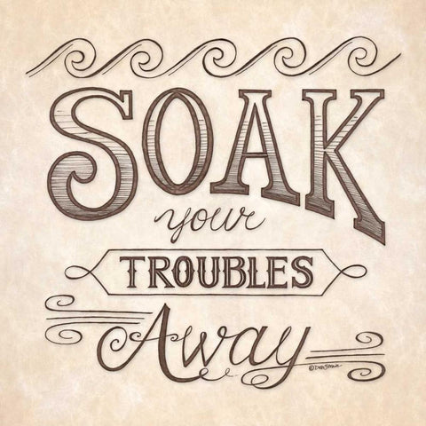 Soak Your Troubles Away Gold Ornate Wood Framed Art Print with Double Matting by Strain, Deb