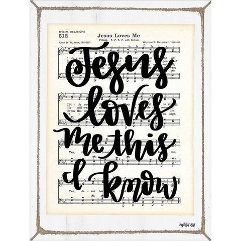 Jesus Loves Me White Modern Wood Framed Art Print by Imperfect Dust