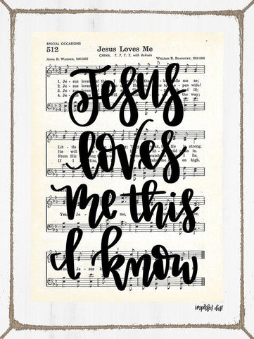 Jesus Loves Me Black Ornate Wood Framed Art Print with Double Matting by Imperfect Dust