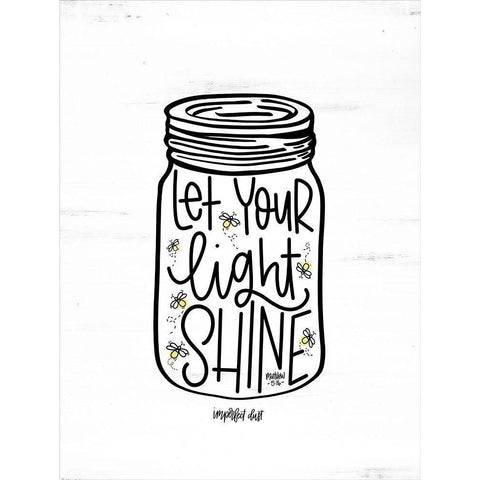 Let Your Light Shine Jar White Modern Wood Framed Art Print by Imperfect Dust