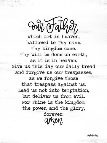 Lords Prayer White Modern Wood Framed Art Print with Double Matting by Imperfect Dust
