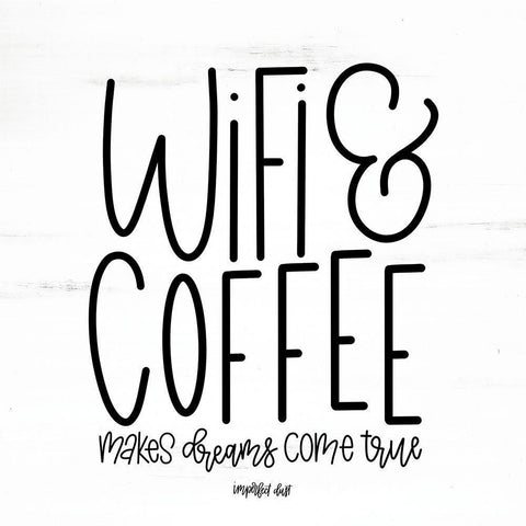 WIFI and Coffee White Modern Wood Framed Art Print with Double Matting by Imperfect Dust