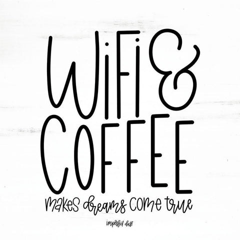 WIFI and Coffee White Modern Wood Framed Art Print by Imperfect Dust