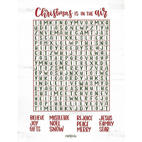 Christmas Word Search Black Modern Wood Framed Art Print with Double Matting by Imperfect Dust