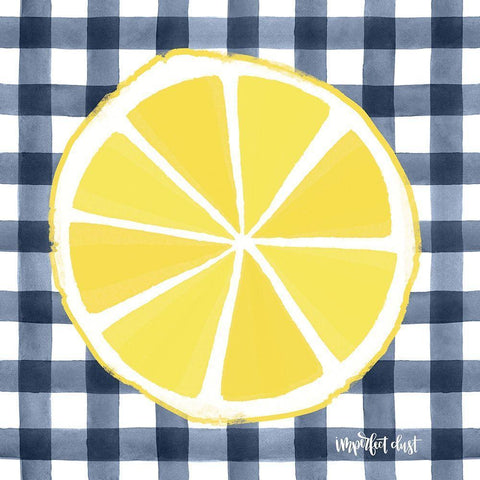 Lemon Slice White Modern Wood Framed Art Print with Double Matting by Imperfect Dust