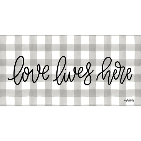 Love Lives Here Black Modern Wood Framed Art Print with Double Matting by Imperfect Dust