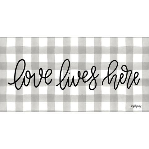 Love Lives Here Black Modern Wood Framed Art Print by Imperfect Dust