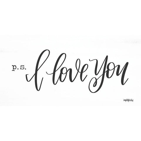 P.S. I Love You Black Modern Wood Framed Art Print with Double Matting by Imperfect Dust