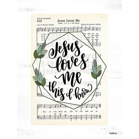 Jesus Loves Me White Modern Wood Framed Art Print by Imperfect Dust