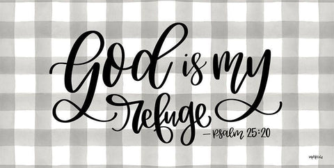 God is My Refuge White Modern Wood Framed Art Print with Double Matting by Imperfect Dust
