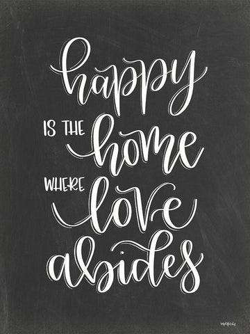Happy is the Home Black Ornate Wood Framed Art Print with Double Matting by Imperfect Dust