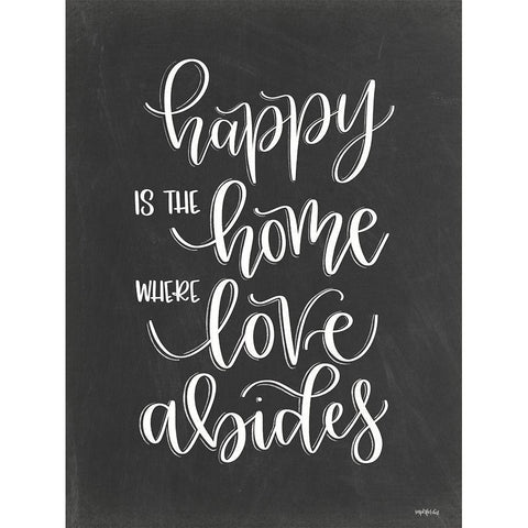 Happy is the Home White Modern Wood Framed Art Print by Imperfect Dust