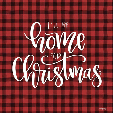 Ill Be Home For Christmas   Black Modern Wood Framed Art Print by Imperfect Dust