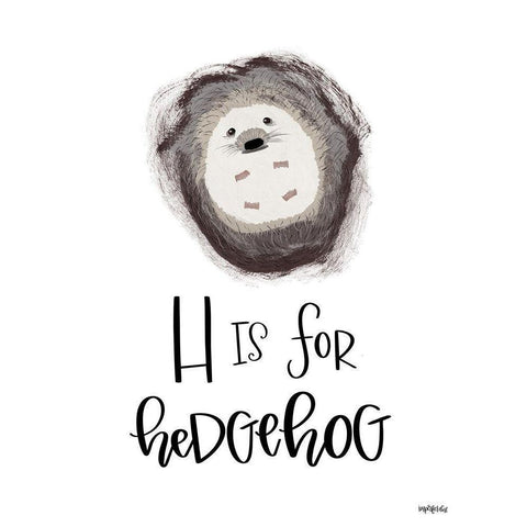 H is for Hedgehog    White Modern Wood Framed Art Print by Imperfect Dust