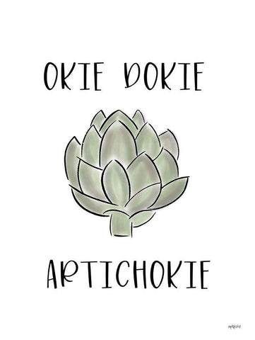 Okie Dokie Artichokie White Modern Wood Framed Art Print with Double Matting by Imperfect Dust