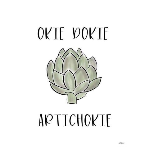 Okie Dokie Artichokie Black Modern Wood Framed Art Print with Double Matting by Imperfect Dust