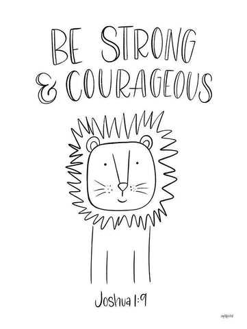 Be Strong and Courageous White Modern Wood Framed Art Print with Double Matting by Imperfect Dust