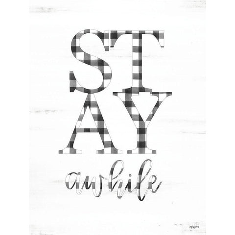 Stay Awhile Black Modern Wood Framed Art Print with Double Matting by Imperfect Dust